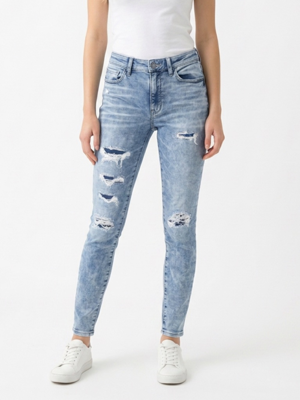 |•American Eagle•| Super Hi-Rise Jegging Jeans Distressed Stretch Denim Size 6